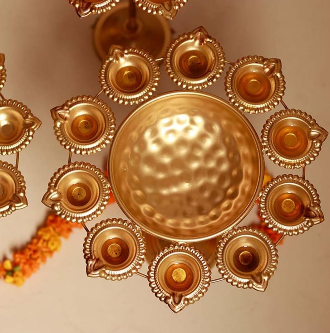 TRENDIFY STORE Decorative Diya Urli With Stand Tealight Holder Stand Set of 3 | Floating Diya Stand Home Decor Showpiece for Decoration | Diwali and Pooja